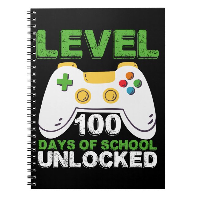 Level 100 Days Of School Unlocked Gamer Video Game Notebook (Front)