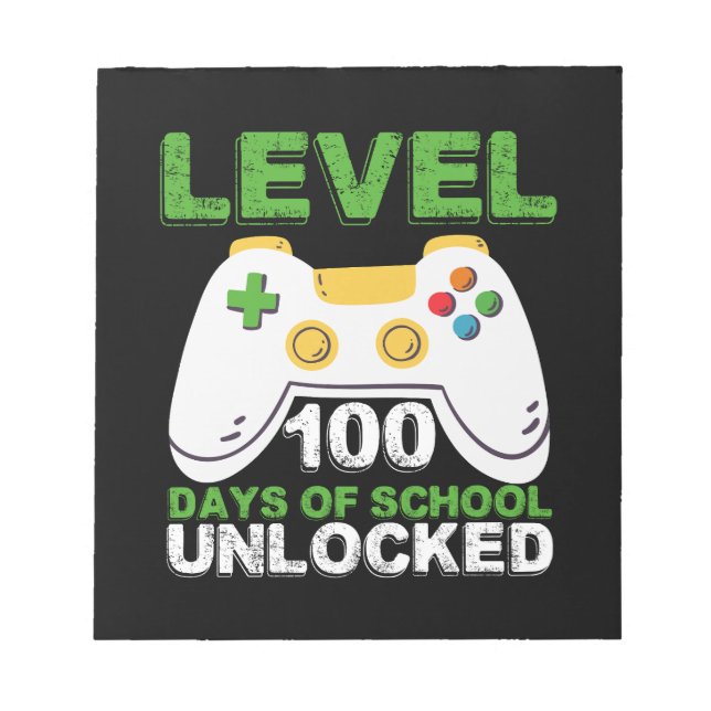 Level 100 Days Of School Unlocked Gamer Video Game Notepad (Front)