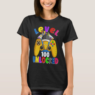 Level 100 Days Of School Unlocked Gamer Video Game T-Shirt