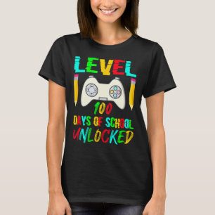 Level 100 Days Of School Unlocked Gamer Video Game T-Shirt