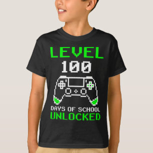 Level 100 Days Of School Unlocked Gamer Video Game T-Shirt
