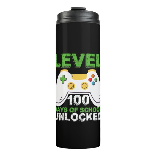 Level 100 Days Of School Unlocked Gamer Video Game Thermal Tumbler (Front)