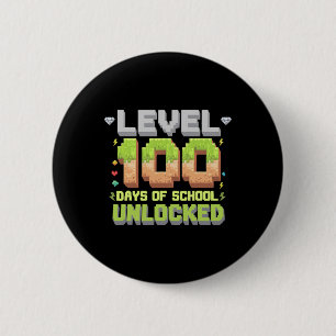 Level 100 Days Of School Unlocked Gaming Pixel 100 6 Cm Round Badge