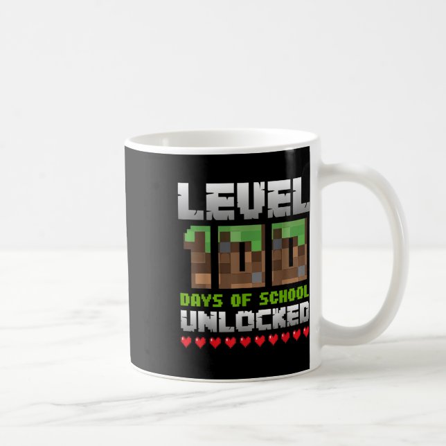 Level 100 Days Of School Unlocked Gaming Pixel 100 Coffee Mug (Right)