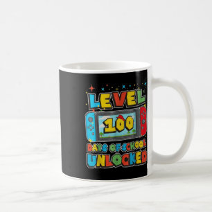 Level 100 Days Of School Unlocked Gaming Pixel 100 Coffee Mug