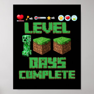 Level 100 Days Of School Unlocked Gaming Pixel 100 Poster