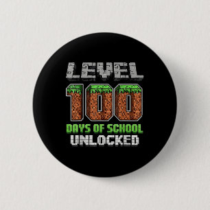 Level 100 Days Of School Unlocked Pixel Video Game 6 Cm Round Badge