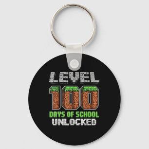 Level 100 Days Of School Unlocked Pixel Video Game Key Ring