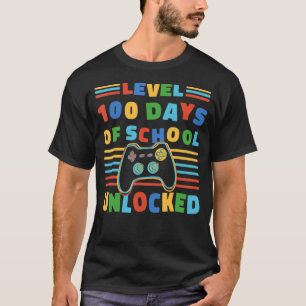 Level 100 Days Of School Unlocked Retro 100th Day T-Shirt