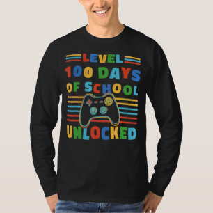 Level 100 Days Of School Unlocked Retro 100th Day  T-Shirt