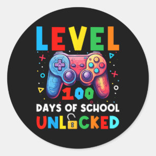 Level 100 Days Of School Unlocked Shirt Video Game Classic Round Sticker