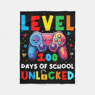 Level 100 Days Of School Unlocked Shirt Video Game Fleece Blanket