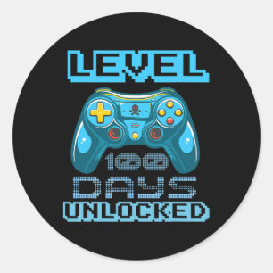Level 100 Days Of School Unlocked Video Game Boys  Classic Round Sticker