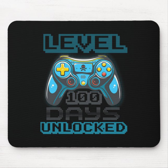Level 100 Days Of School Unlocked Video Game Boys  Mouse Pad (Front)