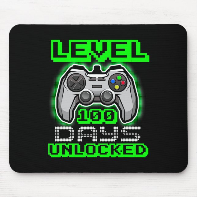 Level 100 Days Of School Unlocked Video Game Boys  Mouse Pad (Front)