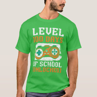 Level 100 Days Of School Unlocked Video Game Gamer T-Shirt