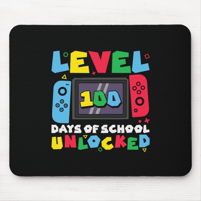 Level 100 Days Of School Unlocked Video Games Boys Mouse Pad (Front)