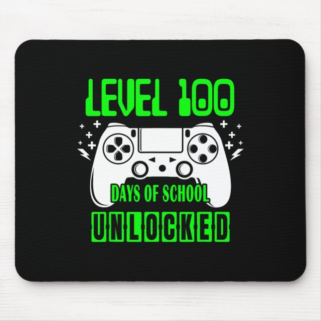Level 100 Days Of School Unlocked Video Games Boys Mouse Pad (Front)