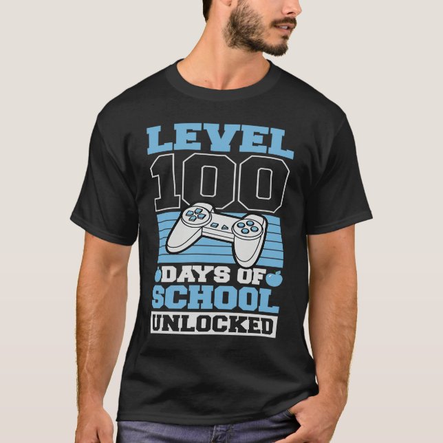 Level 100 Days Of School Unlocked Video Games Game T-Shirt (Front)