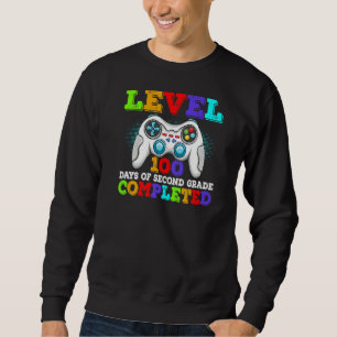 Level 100 Days Of Second Grade Teacher Boys Kids V Sweatshirt