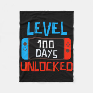 Level 100 Days School Unlocked Gamer Boys Funny 10 Fleece Blanket