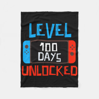 Level 100 Days School Unlocked Gamer Boys Funny 10 Fleece Blanket