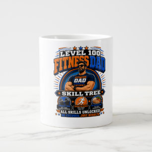 Level 100 Fitness Dad Shirt – Skill Tree Gym Dad T Large Coffee Mug