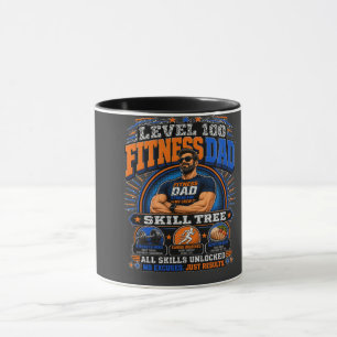 Level 100 Fitness Dad Shirt – Skill Tree Gym Dad T Mug