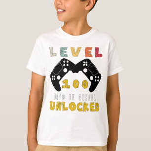 Level 100 Of school unlocked cool gamer boy T-Shirt