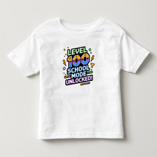 Level 100 School Mode Unlocked 100th Day of School Toddler T-Shirt