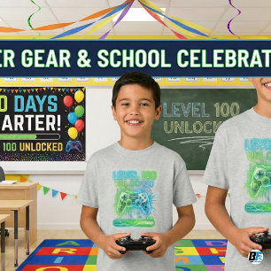 Level 100 Unlocked Gamer 100th Day Of Schoo T-Shirt