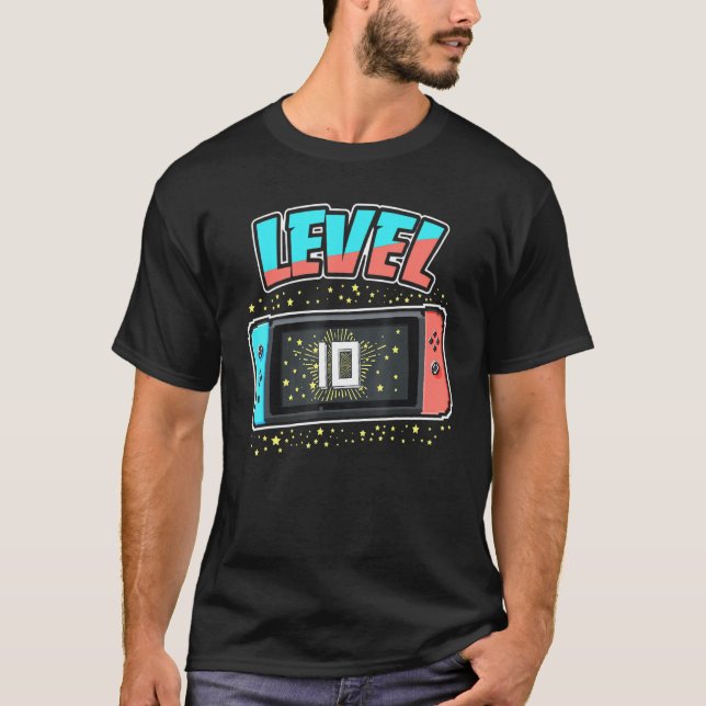 Level 10 Birthday Boy 10 Years Old Video Games T-Shirt (Front)