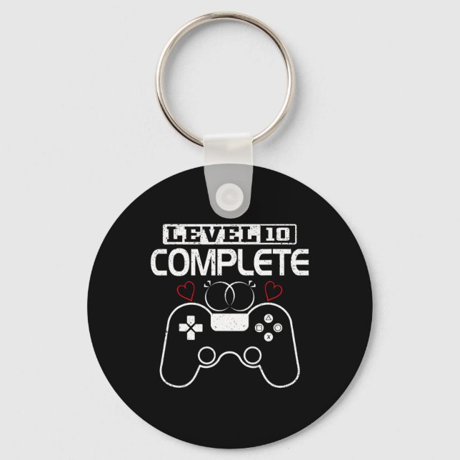 Level 10 Complete 10 Years Wedding Anniversary Vid Key Ring (Front)