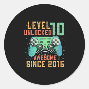 Level 10 Unlocked 10th Birthday 10 Year Old Boy Gi Classic Round Sticker