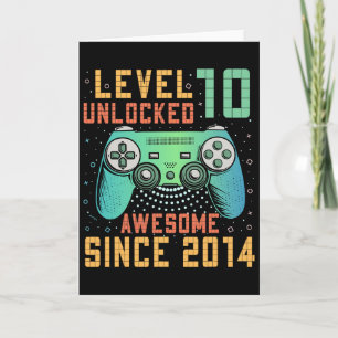 Level 10 Unlocked 10th Birthday 10 Year Old Gifts  Card