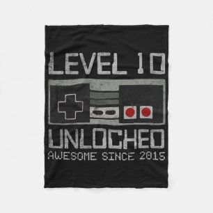 Level 10 Unlocked 10th Birthday 10 Year Old Video Fleece Blanket