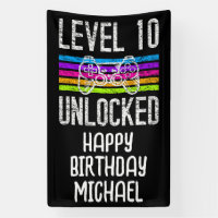 Level 10 Unlocked 10th Birthday Banner