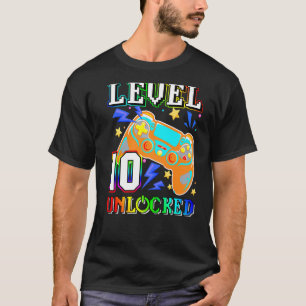 Level 10 Unlocked 10th Birthday Video Game 10 Year T-Shirt