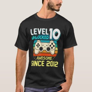 Level 10 Unlocked 10th Birthday Video Game Boy Awe T-Shirt
