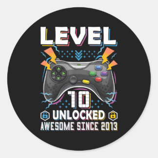 Level 10 Unlocked 10Th Gamer 10 Classic Round Sticker