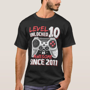 Level 10 Unlocked Awesome 2011 Video Game 10Th Bir T-Shirt