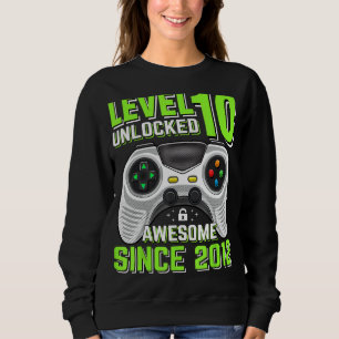Level 10 Unlocked Awesome 2012 Video Game 10th Bir Sweatshirt