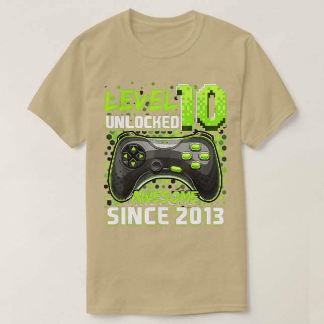 Level 10 Unlocked Awesome 2013 Video Game 10th Bir T-Shirt (Design Front)
