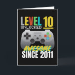 Level 10 Unlocked Awesome Since 2011 Card<br><div class="desc">Perfect for 10th Birthday boys and girls who loves gaming it can also be given as a Birthday or Christmas gift to your best friend,  boyfriend girlfriend or relative who also loves playing video games.</div>