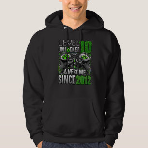 Level 10 Unlocked Awesome Since 2012 10th Birthday Hoodie