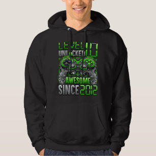 Level 10 Unlocked Awesome Since 2012 10th Birthday Hoodie