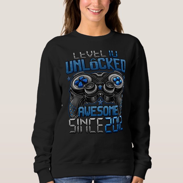 Level 10 Unlocked Awesome Since 2012 10th Birthday Sweatshirt (Front)