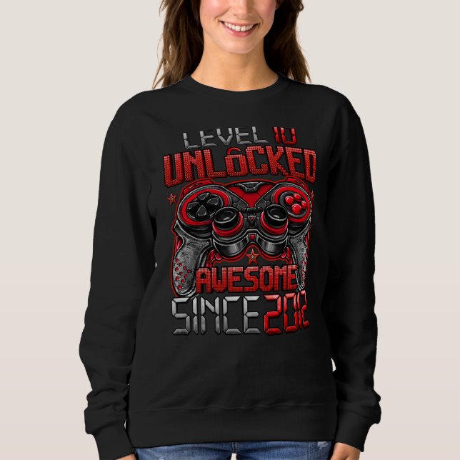 Level 10 Unlocked Awesome Since 2012 10th Birthday Sweatshirt (Front)