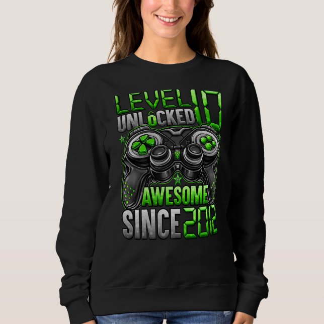 Level 10 Unlocked Awesome Since 2012 10th Birthday Sweatshirt (Front)