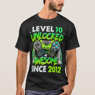 Level 10 Unlocked Awesome Since 2012 10th Birthday T-Shirt